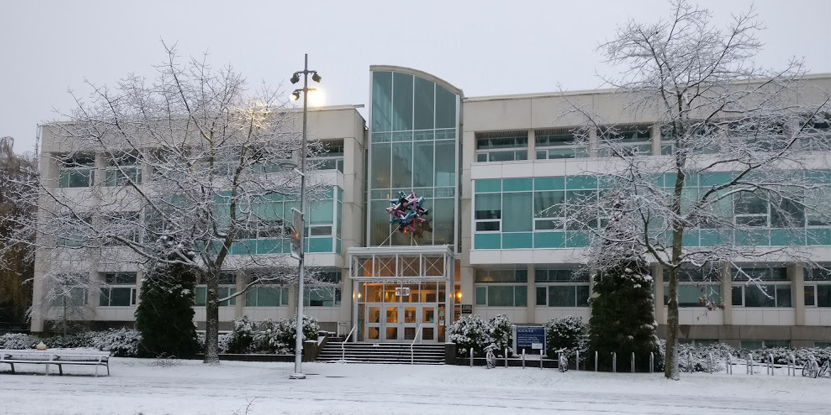 ICICS building in the snow 