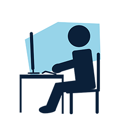 Human working at their desk icon