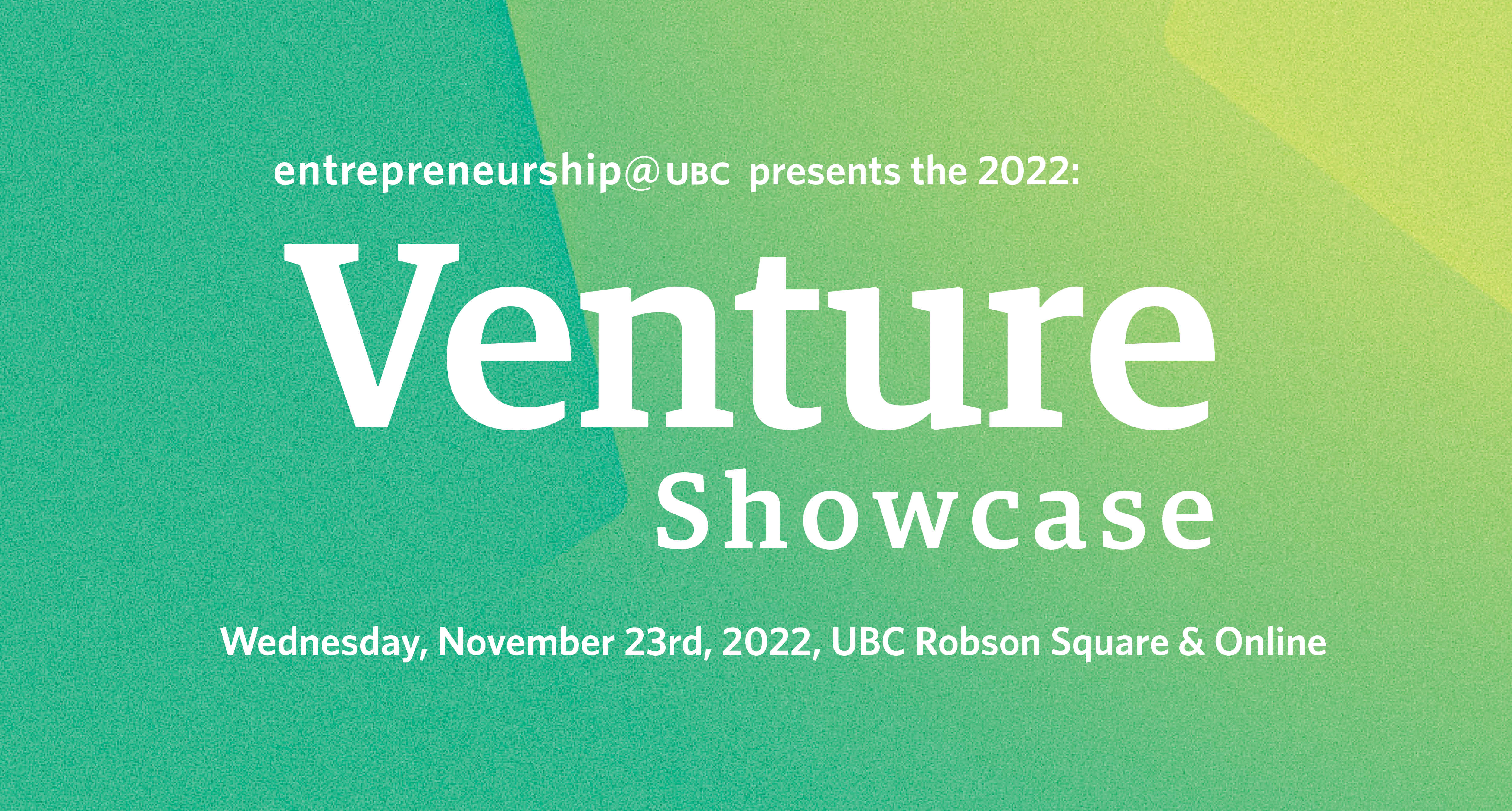 Venture Showcase gradient with the event title written