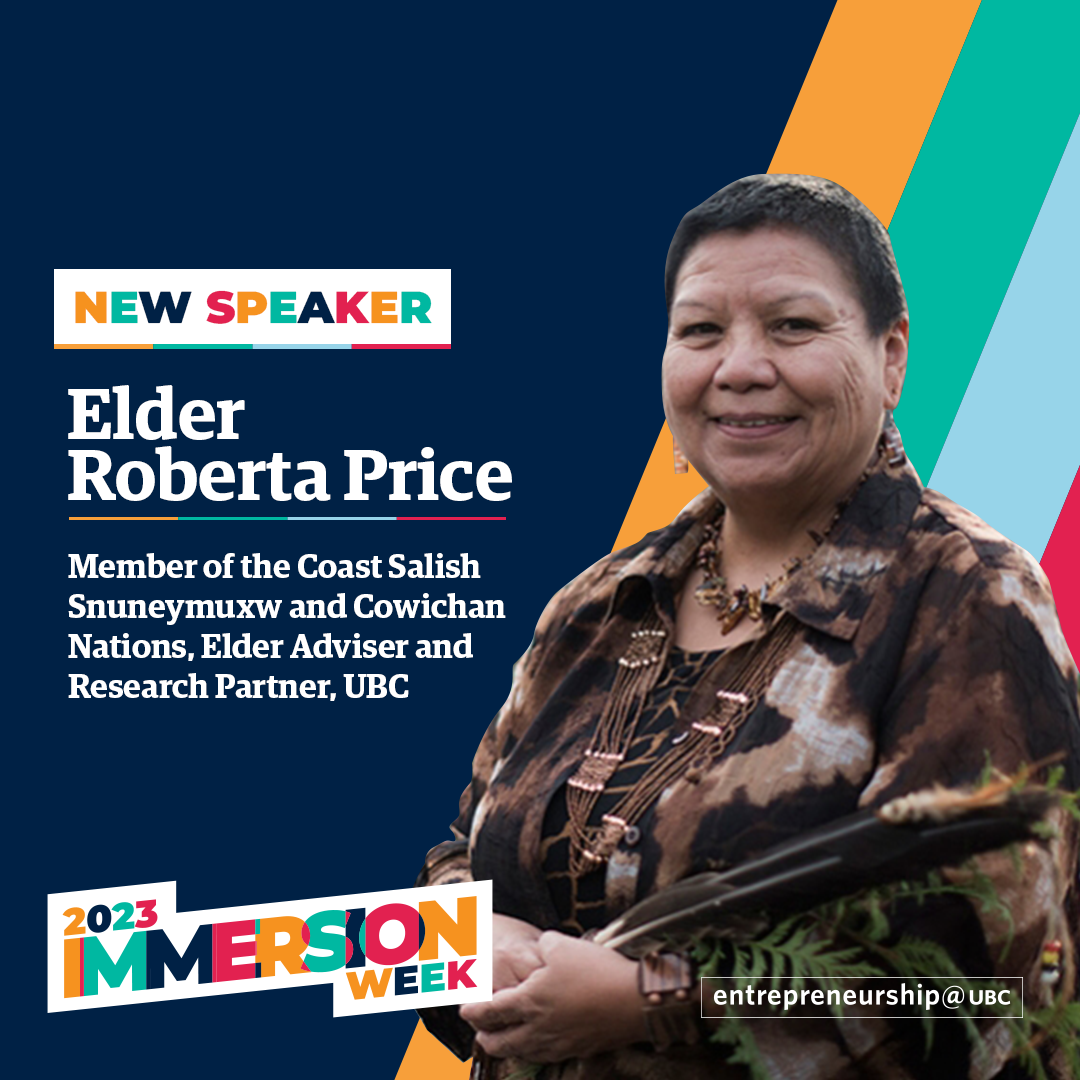 Elder Roberta Price - Member of the Coast Salish Snuneymuxw and Cowichan Nations, Elder Adviser and Research Partner, UBC