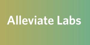 Alleviate Labs logo against the backdrop of our Venture Showcase green gradient