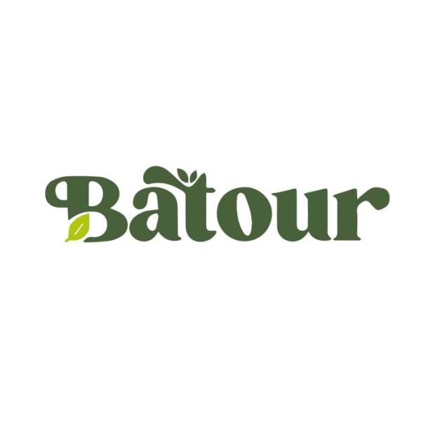 Bator logo, it is forest green with leaves around it 
