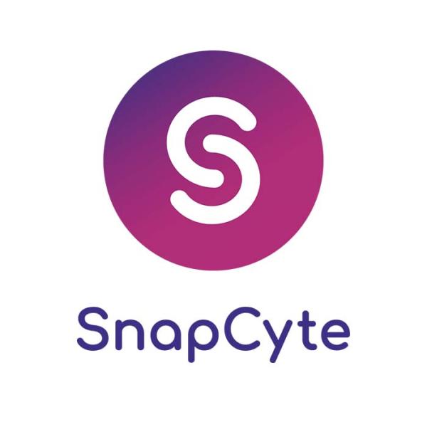Snapcyte logo: It has a purple and pink gradient 